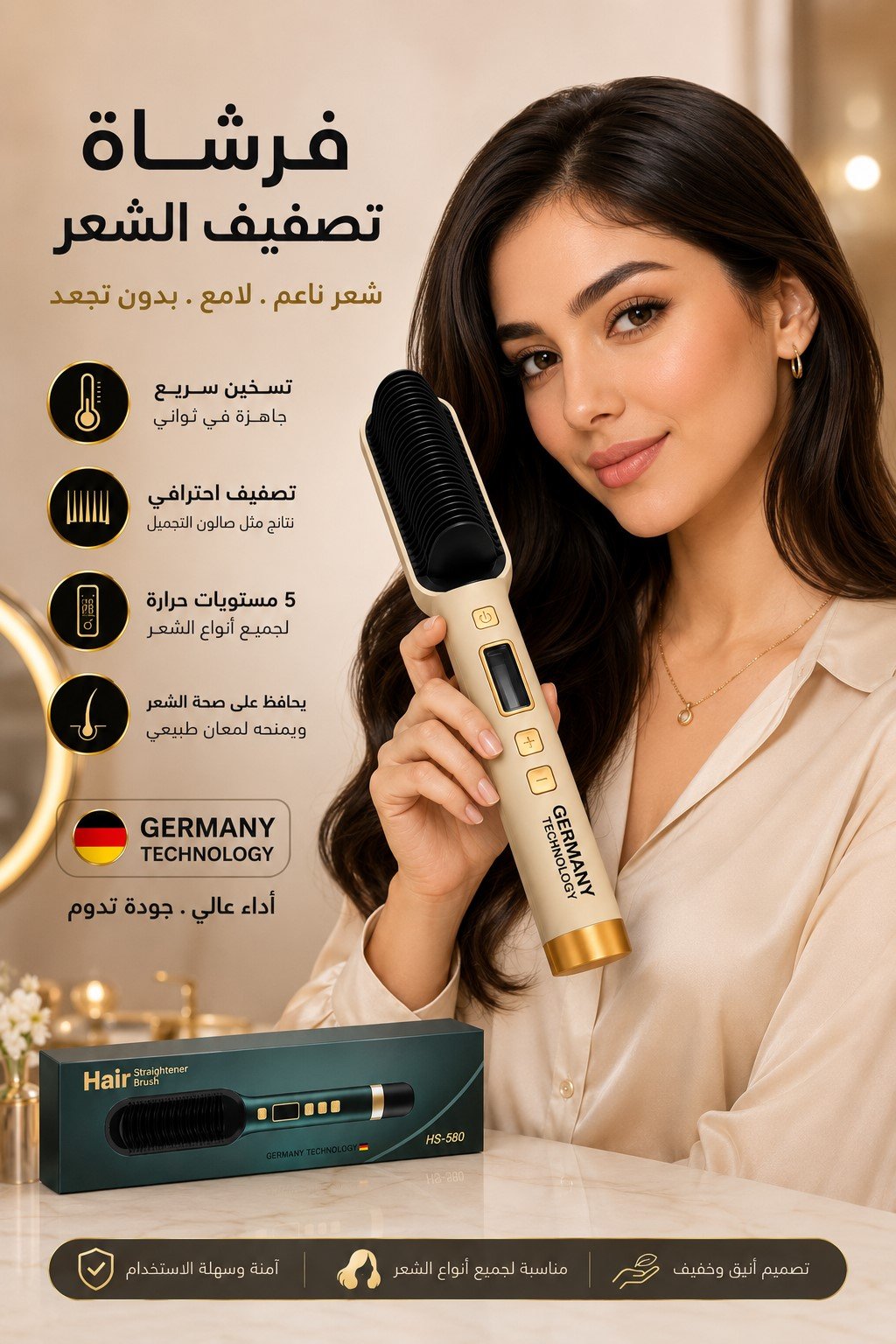 Brosse Lissante Électrique 2-en-1